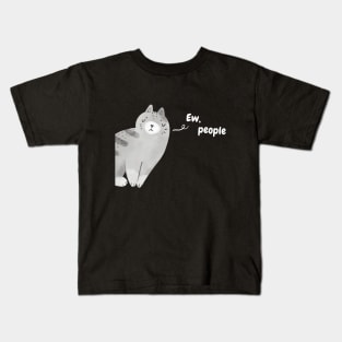 Ew People - Funny Grey Cat (Dark) Kids T-Shirt